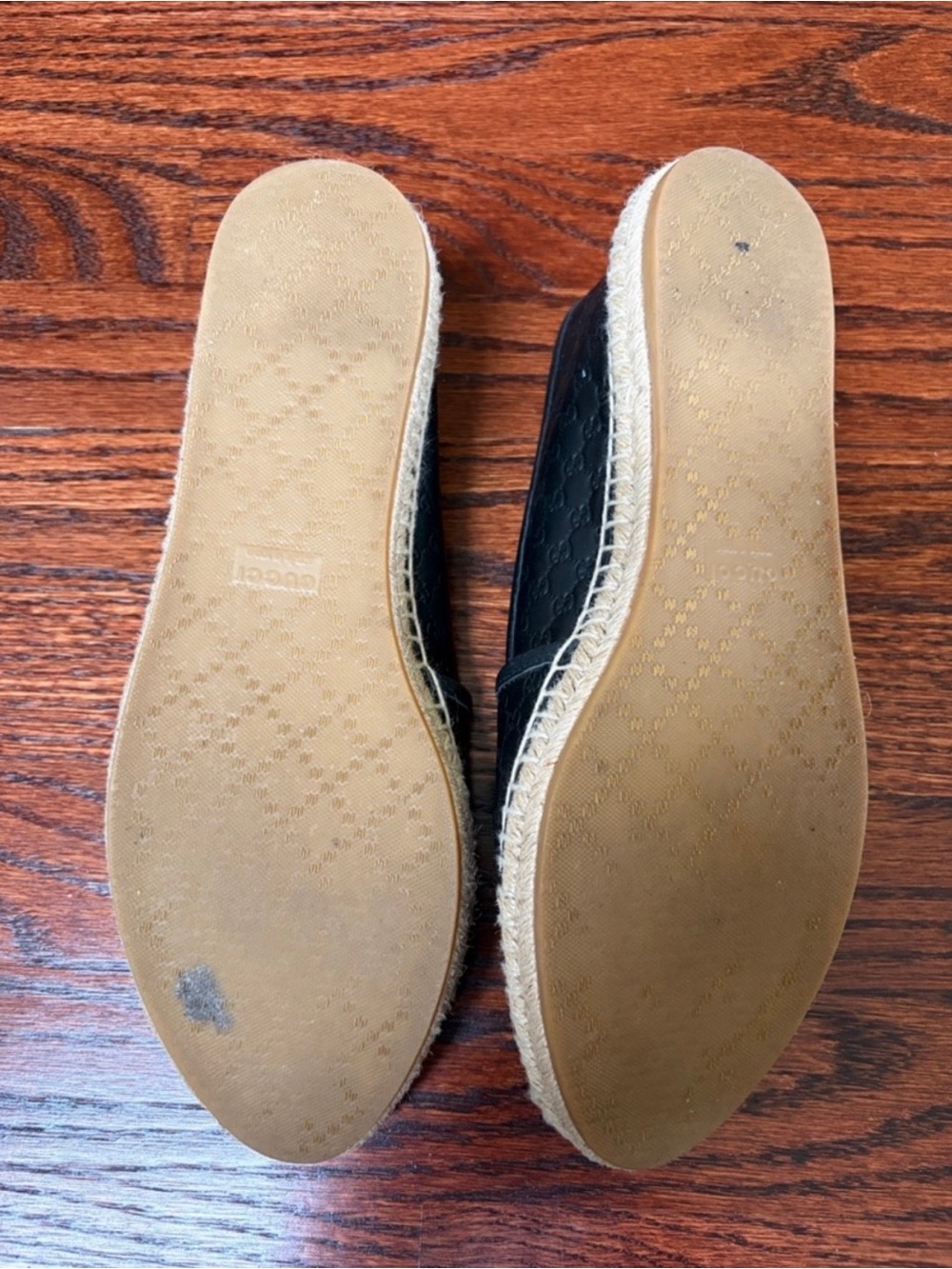 Gucci Black Monogram Leather Espadrilles - Picture 3 of 3